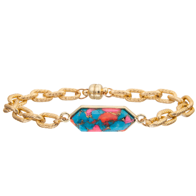 Pulsera magnética del brazalete de la alambrada de la torsión de la hebilla con la turquesa plateada de plata del octágono
