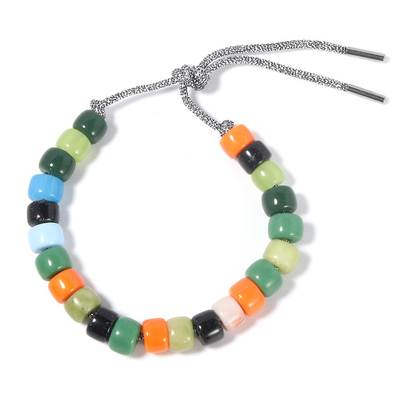 El Forte coloreado mezcla verde gotea la pulsera ajustable con el filamento de plata del hockey shinny