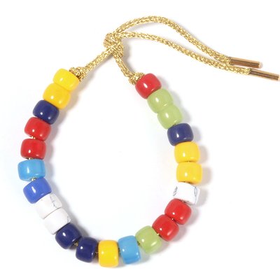 El Forte brillante del color del arco iris de los vidrios amarillos de la moda gotea la pulsera en el filamento de nylon del oro del hockey shinny