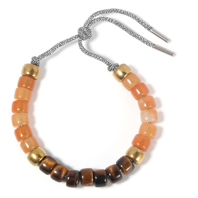 Brown Tiger Eyes Stone con la pulsera de las gotas del Forte de las gotas del oro 14k en estilo metálico