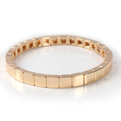 Pulsera hecha a mano de la teja del esmalte, pulseras de la gota de Boho del color oro
