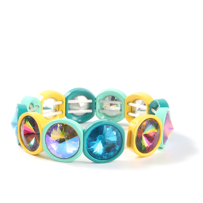 Pulsera hecha a mano de la teja del esmalte del estiramiento, arco iris Crystal Diamond Bead Bracelets