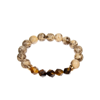 Pulsera de piedra moldeada elástico hecha a mano, Tiger Eye Bracelet natural unisex