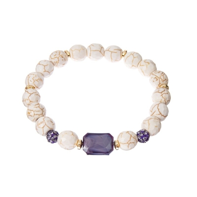Pulsera de piedra moldeada apilable, pulsera blanca de la turquesa de la protección