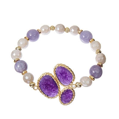 Pulsera Handcrafted del encanto de la amatista, pulsera curativa de medida adaptable de la energía