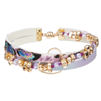La irregularidad goteó el oro de cuero de la pulsera del abrigo plateado para las mujeres frescas