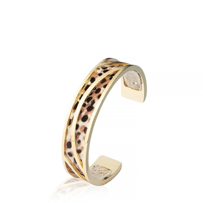el 18.5cm insertaron los puños de cuero hechos a mano reversibles, brazalete plateado oro del puño 14K