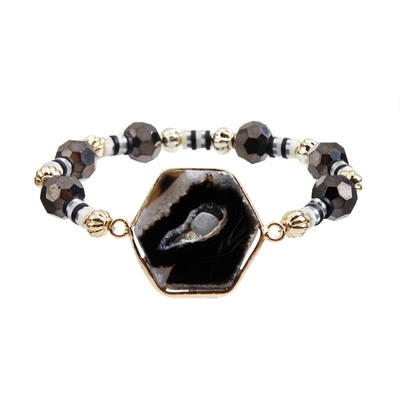 Muchacha fresca elástica de Crystal Bracelets Black White For del cierre magnético del OEM