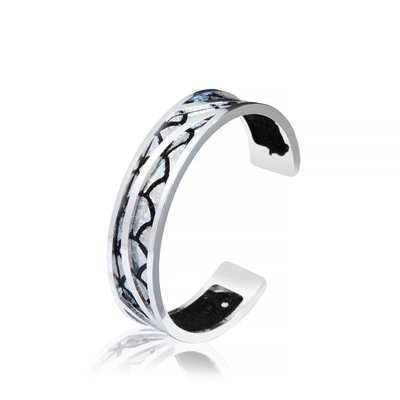 color blanco y negro plateado de plata tallado de la pulsera de cuero del puño de Diy