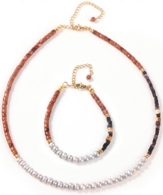 perla teñida 5m m y pulsera de piedra todas las estaciones para la muchacha de la moda