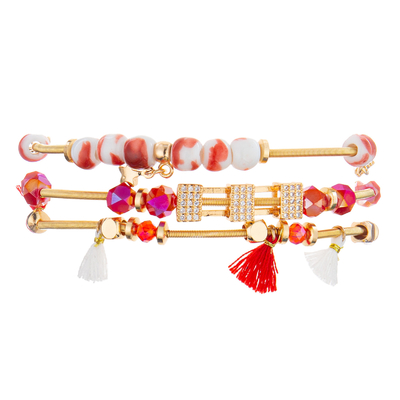 7,5&quot; borla goteó el oro elástico 14k de las pulseras hechas a mano plateado