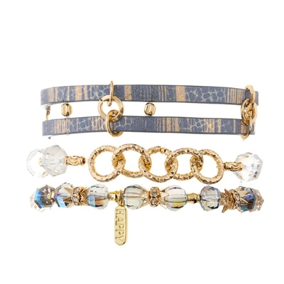 Color oro diario de la joyería de la pulsera de cuero hecha a mano de Boho de la capa doble