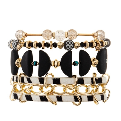 Pulsera de cuero hecha a mano del estilo punky fresco con la bola de cadena del modelo del tablero de damas del oro
