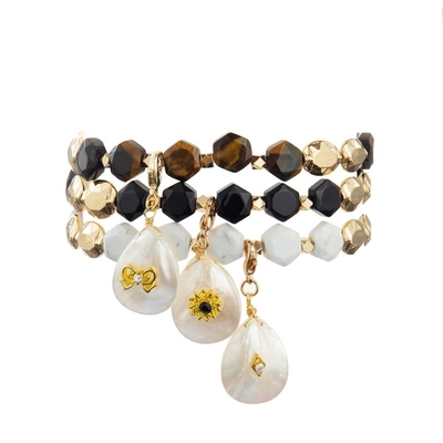 La pulsera de piedra moldeada natural del hexágono fijó poder de la cura con Shell Pendant