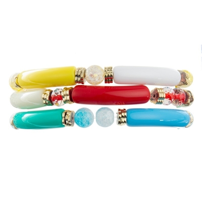 El bloque hecho a mano gotea el regalo elástico del color de la colección de la primavera de la pulsera del brazalete para la muchacha