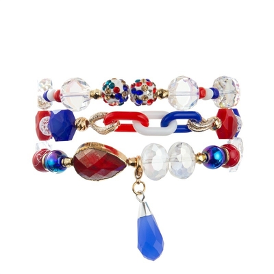 La pulsera de las gotas del día de fiesta del Día de la Independencia fijó el color azul rojo blanco para la muchacha