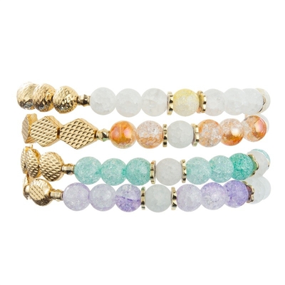 Pulseras hechas a mano de la gota del modelo agrietado del hielo ajustables con el metal del oro
