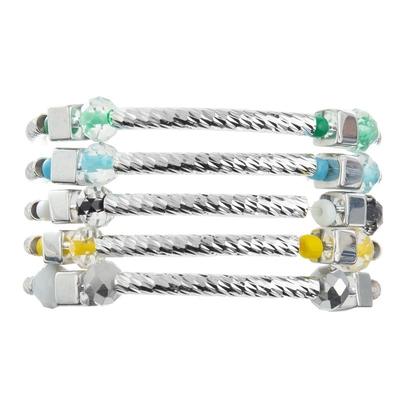Aduana apilable hecha a mano del sistema de la pulsera de la barra de plata con Crystal Beads