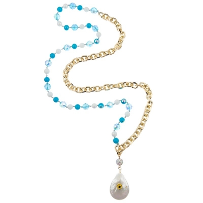 Collar natural 8m m multicolores de la cadena del oro de Shell Pendant Glass Crystal Beads