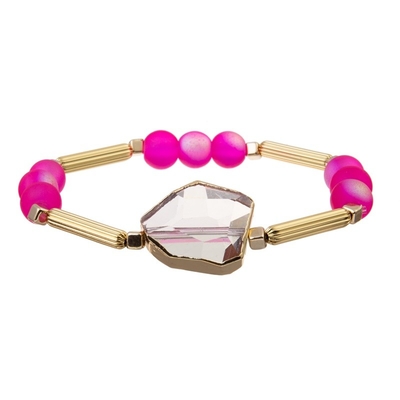 Pulsera ajustable de S de Crystal Charm Women claro ' con la barra de metal del borde del oro