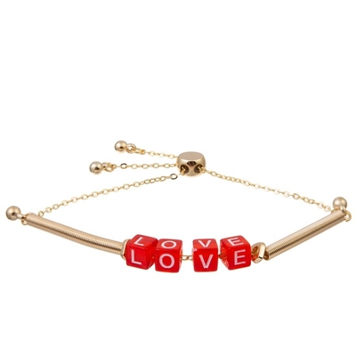 La letra de amor roja de la cadena del oro de Boho gotea las pulseras del balancín ajustable para unisex