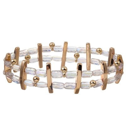 Pulsera apilable hecha a mano Mini Glass Seed Bead Stretchy Crystal Dainty