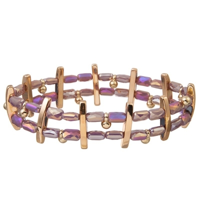 Pulseras moldeadas apilables Crystal Dainty Handmade del estiramiento de la semilla de cristal púrpura