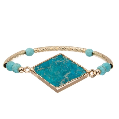 Pulsera interna Diamond Shaped natural de la curación de la turquesa de la balanza de la paz