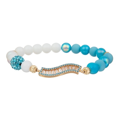 Golosina hecha a mano medio blanca de Crystal Beads Stretchy Bracelet Stackable del azul de mitad