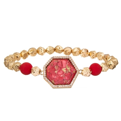 Elástico hecho a mano de la pulsera de las gotas de la turquesa roja natural de la colección de la primavera