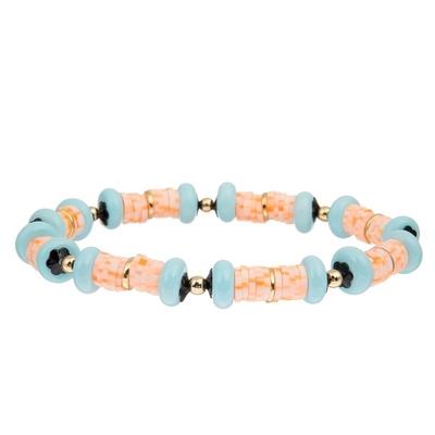 La energía Heishi anaranjado gotea la pulsera elástica modificada para requisitos particulares para la señora de la moda