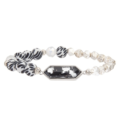 El hematites plateado astilla gotea las pulseras con la hoja de plata Crystal Charm