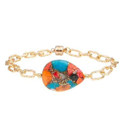 El brillo Turqupise gotea la pulsera de cadena del oro