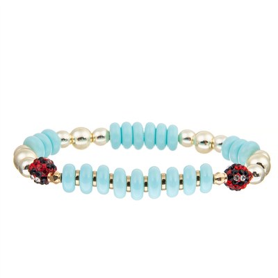 Pulseras rojas negras de Diamond Balls Blue Handmade Beads para el regalo del partido de las mujeres de los hombres