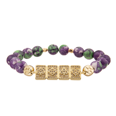 Las pulseras hechas a mano modificadas para requisitos particulares de las gotas del encanto colorido con oro platearon el diamante