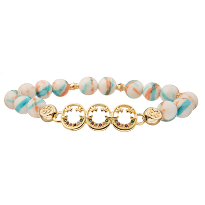 Las pulseras hechas a mano modificadas para requisitos particulares de las gotas del encanto colorido con oro platearon el diamante