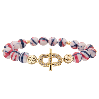 Las pulseras hechas a mano modificadas para requisitos particulares de las gotas del encanto colorido con oro platearon el diamante