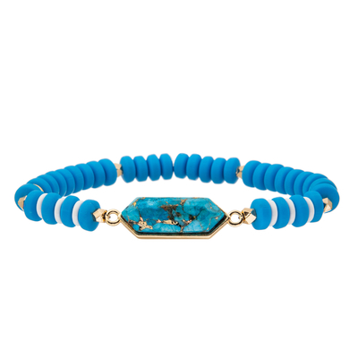 4 pulseras hechas a mano de encargo de las gotas de los colores con el colgante regular del hexágono
