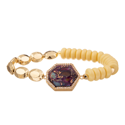 El oro de 5 colores plateó las pulseras hechas a mano de piedra de las gotas con el colgante regular del heptágono