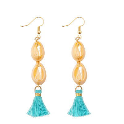 Las gotas del arroz cuelgan los pendientes de la borla alrededor de las mujeres de Shell Enamel Hoop Earrings For de la perla