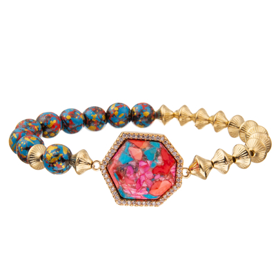 Pulseras hechas a mano de las gotas del estilo de Bohemia con la piedra imperial del heptágono regular