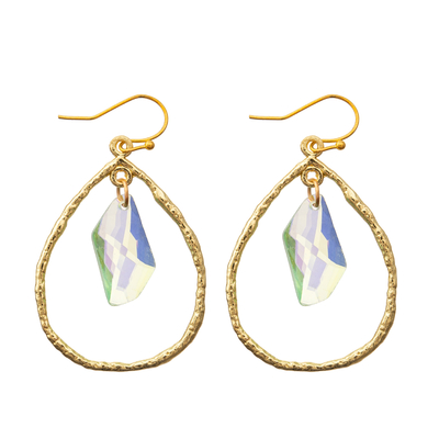 El oro de la joyería plateado cuelga los pendientes ovales del descenso del gancho del Zircon de los pendientes del aro del esmalte
