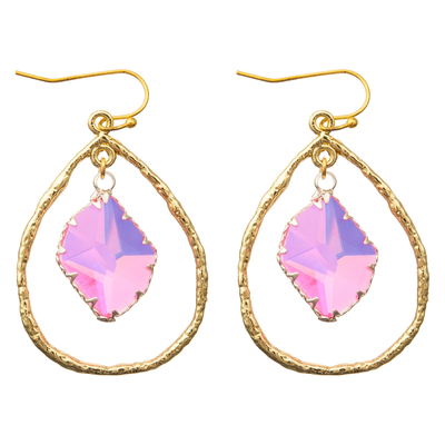 El oro de la joyería plateado cuelga los pendientes ovales del descenso del gancho del Zircon de los pendientes del aro del esmalte