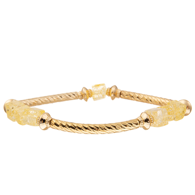 El oro plateó las pulseras moldeadas hechas a mano amarillas de la borla de la alambrada fijó el encanto de DIY para las mujeres