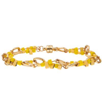 El oro plateó las pulseras moldeadas hechas a mano amarillas de la borla de la alambrada fijó el encanto de DIY para las mujeres