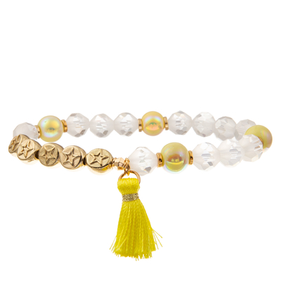 El oro plateó las pulseras moldeadas hechas a mano amarillas de la borla de la alambrada fijó el encanto de DIY para las mujeres