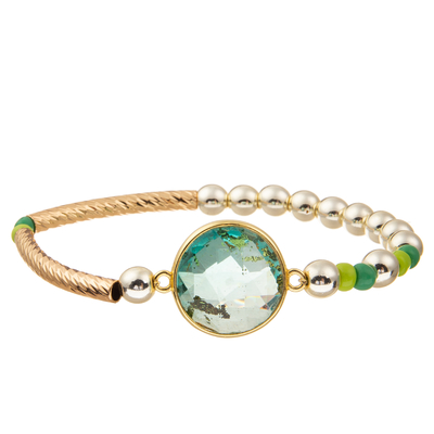 El oro plateó las pulseras hechas a mano de la alambrada de las gotas con el cristal tallado redondo