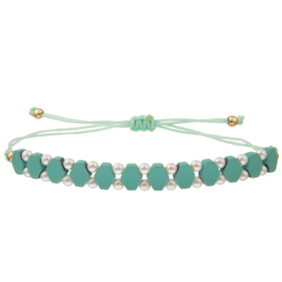 Pulseras de la alambrada de Crystal Glass Beads Metal Handmade con turquesa hexagonal