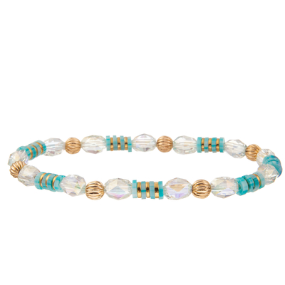 Pulseras de la alambrada de Crystal Glass Beads Metal Handmade con turquesa hexagonal