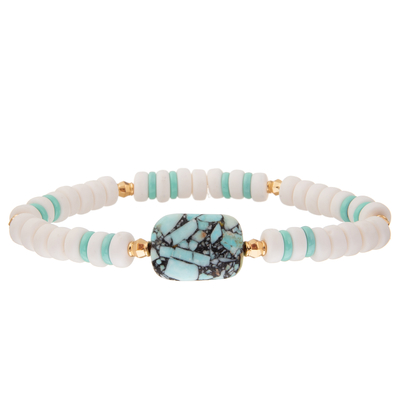 Pulseras de la alambrada de Crystal Glass Beads Metal Handmade con turquesa hexagonal